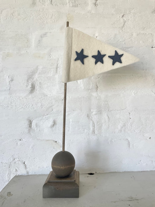 Three Star Felt Flag - Navy