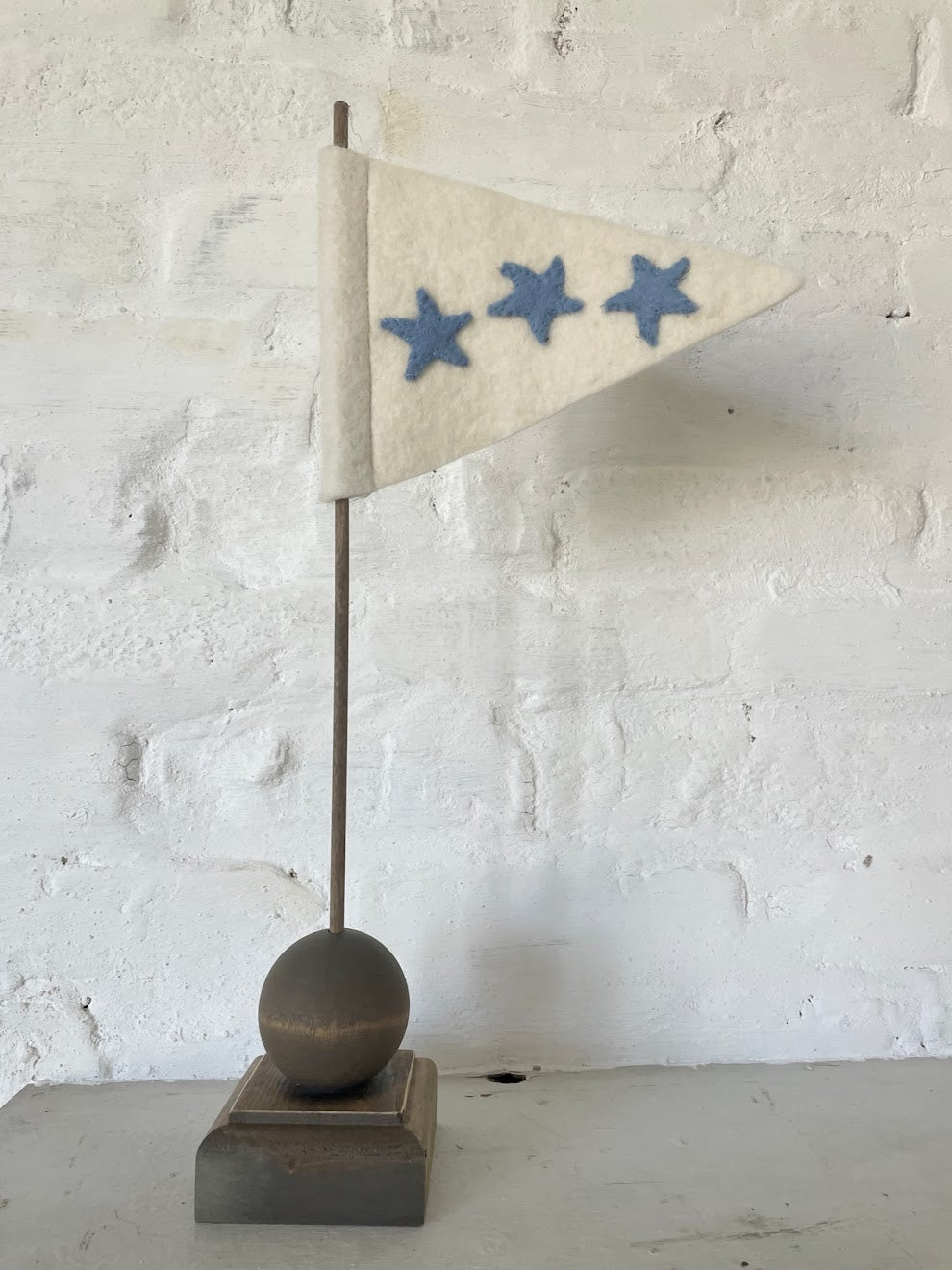 Three Star Felt Flag - Light Blue